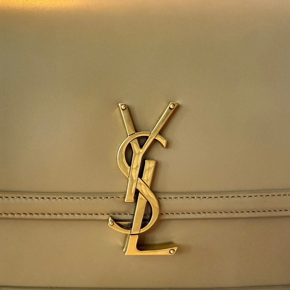YSL Bags | YSL Calfskin Monogram Solferino Med Tan Crossbody Bag | Disco Color - Picture 7 of 16